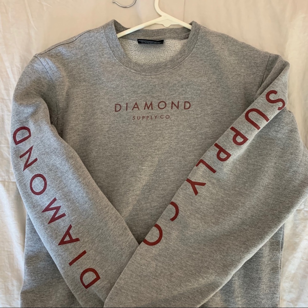 diamond supply co grey crew neck